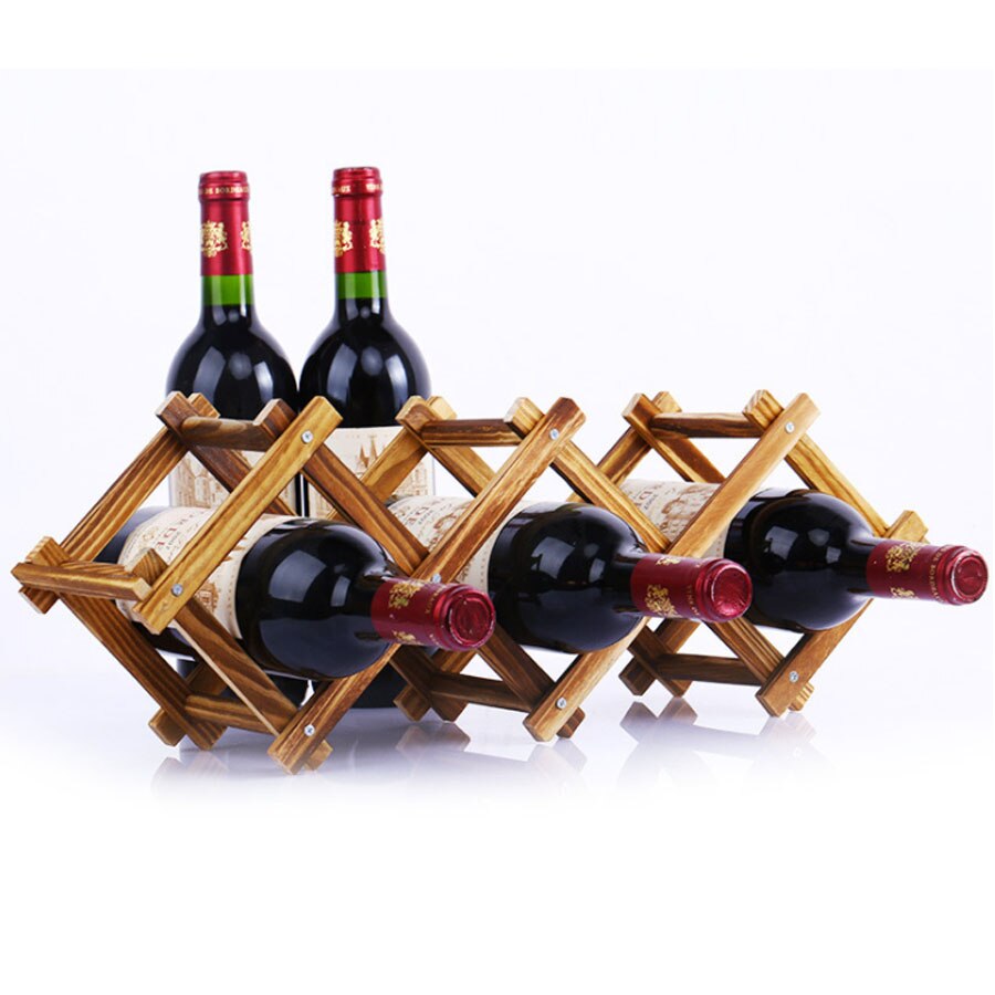 Trä rött vin rack dekorativa hyllor hållare montera bar display hylla vikning trä vin rack alkohol dryck flaskhållare