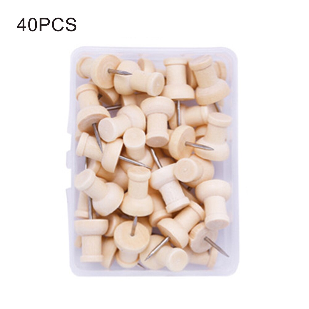 1box Push Pin Office Photo Wall Nail Map Decorative Drawing Cork Board Home Craft Wooden Thumbtack With Organizing Container
