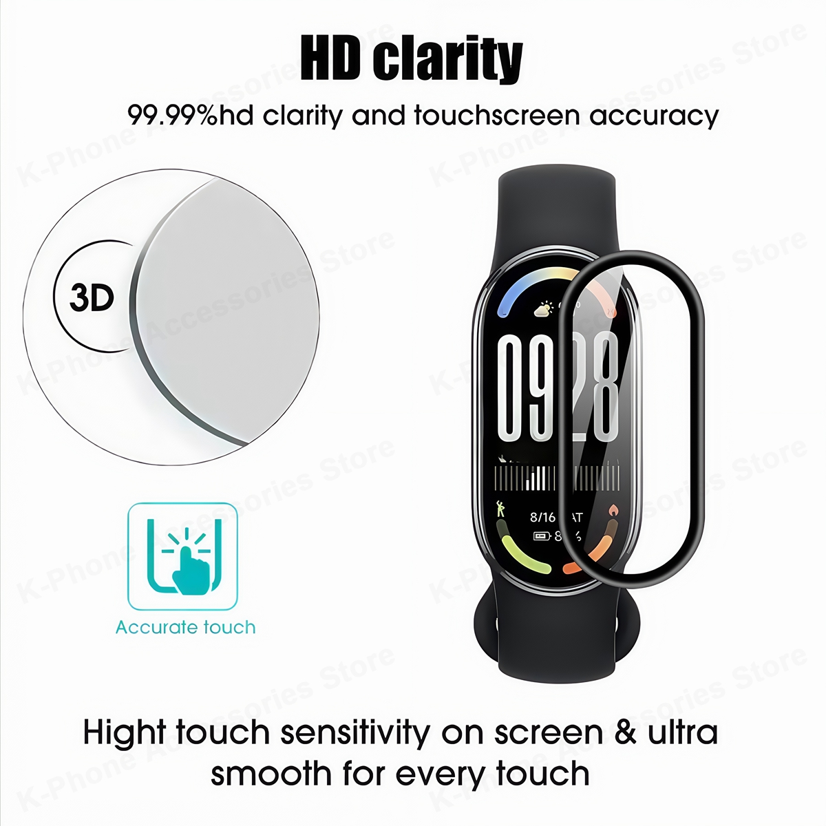 Screen Protector For Xiaomi Mi Band 10 9 8 Anti-scratch Ultra-Clear TPU 3D Curved Smartwatch Film For Xiaomi 10 Band10 Not Glass