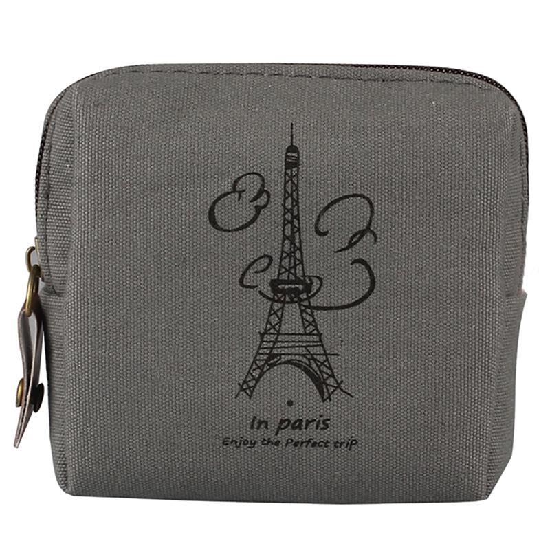 Coin Purses Style Canvas Coin Wallet Child Women Change Purse Lady Portable Small Zipper Key Pouch: Grey