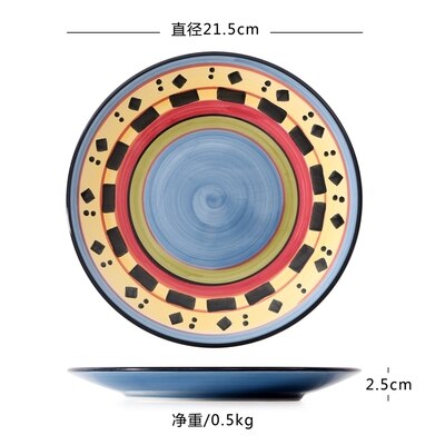 1 stuk HOMESTIA Exotische handgeschilderde Marokko Italië Bohemen Stijl Diner Plaat Salade Dining Decoratie Plaat: 6