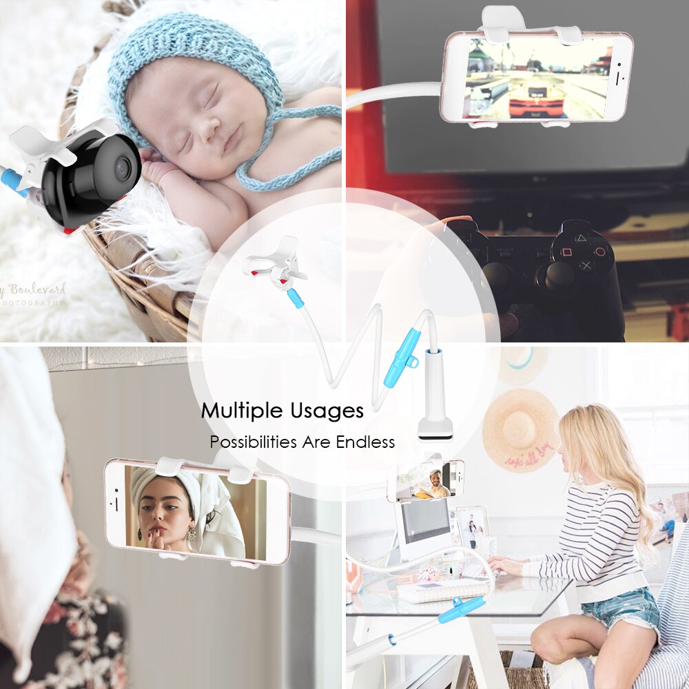 Multifunktionel universal telefonholder stativ seng doven vugge lang arm justerbar 90/110/130cm baby monitor vægmonteret kamerahylde