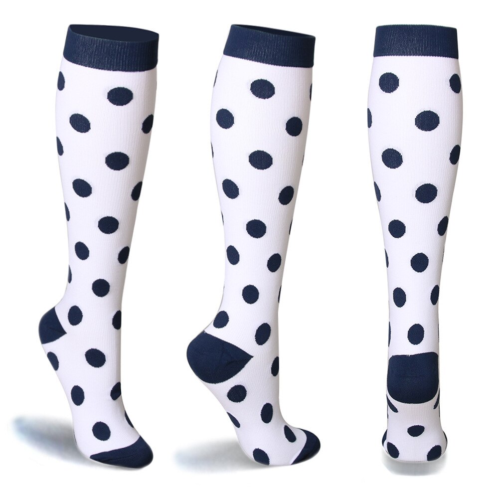 Women's Sports Compression Stockings Nurse Stockings Knee High Socks Women Socks Knee and Leg Compression Socks: blue dots white