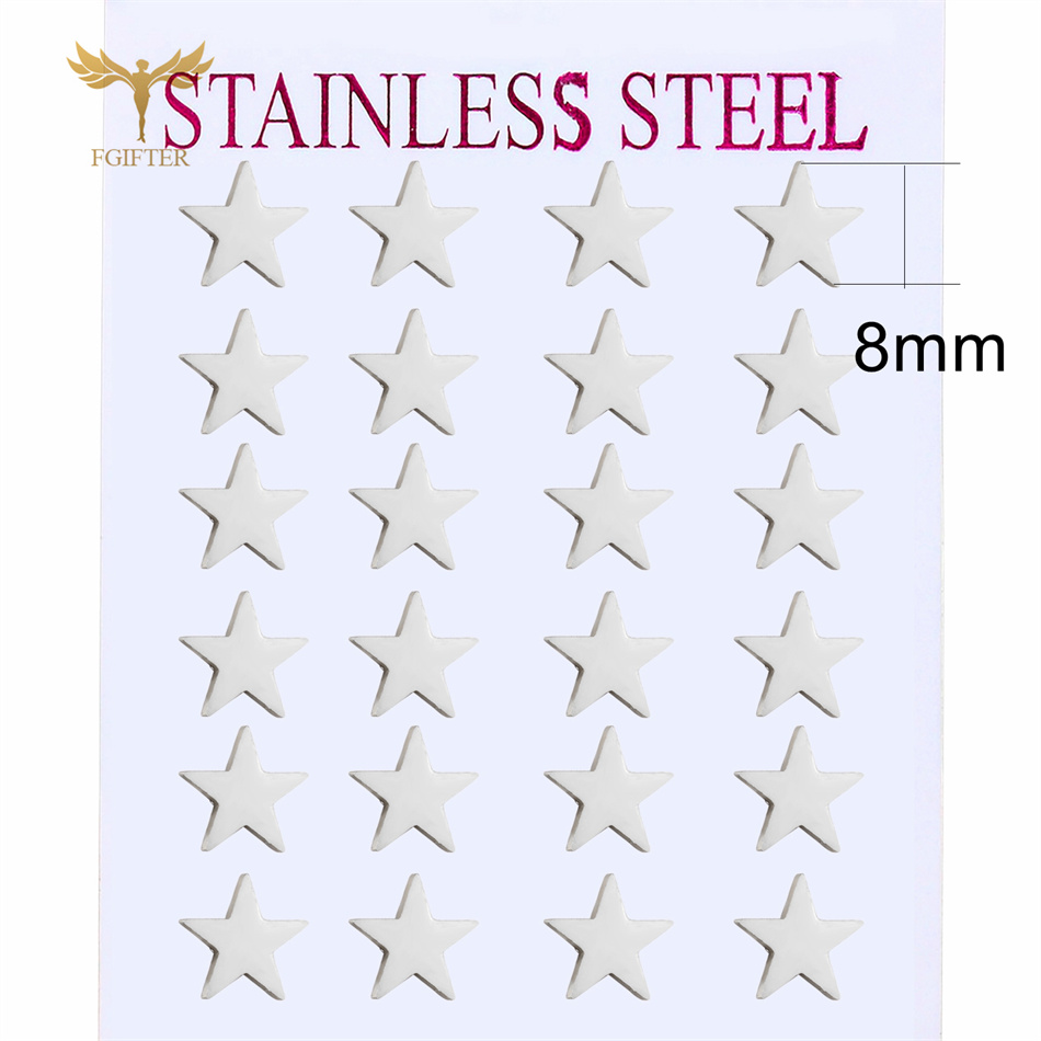 12 pares de pendientes de estrella para mujer y hombre, joyería para Piercing en la oreja, conjunto de pendientes de tuerca de acero inoxidable, , de de reventa: Chapado en cobre envejecido