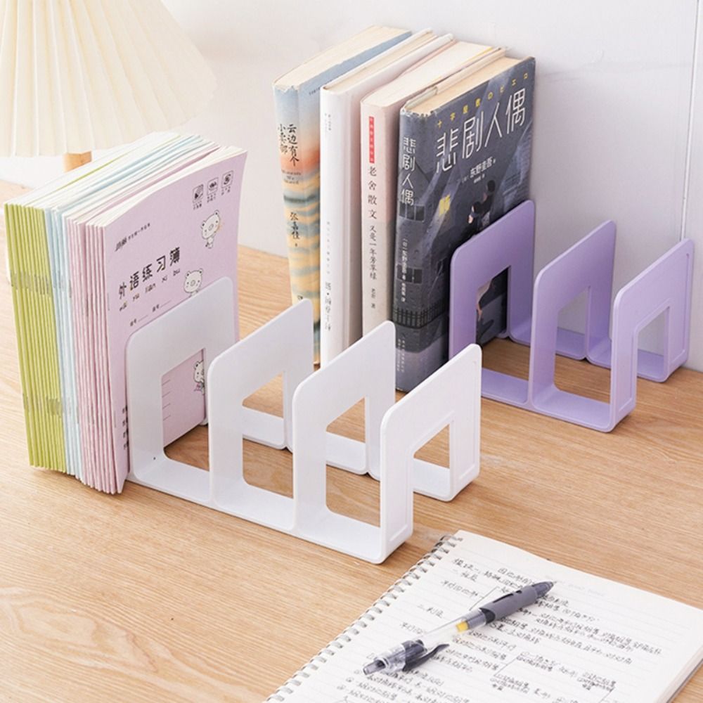 File Organizer Display Desktop Bookends 4 Grid Sturdy Divider Book Stand Bookshelf Simple Desk File Sorter Student