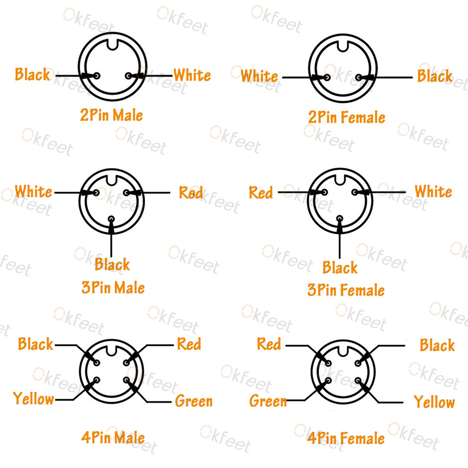 Okfeet Julet 2 3 4 5 6 Pin Waterproof Cable Electrical Ebike Extension Cable Connector for Ebike Light Throttle Ebrake Display