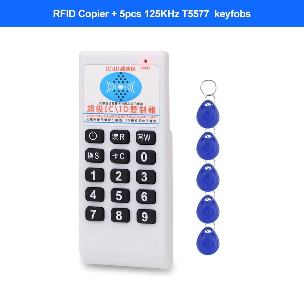 Handheld 125KHz RFID Copier Duplicator Card Reader Writer 13.56MHz USB Cloner Key fob Programmer Rewritable T5577 UID Writable: Copier with ID