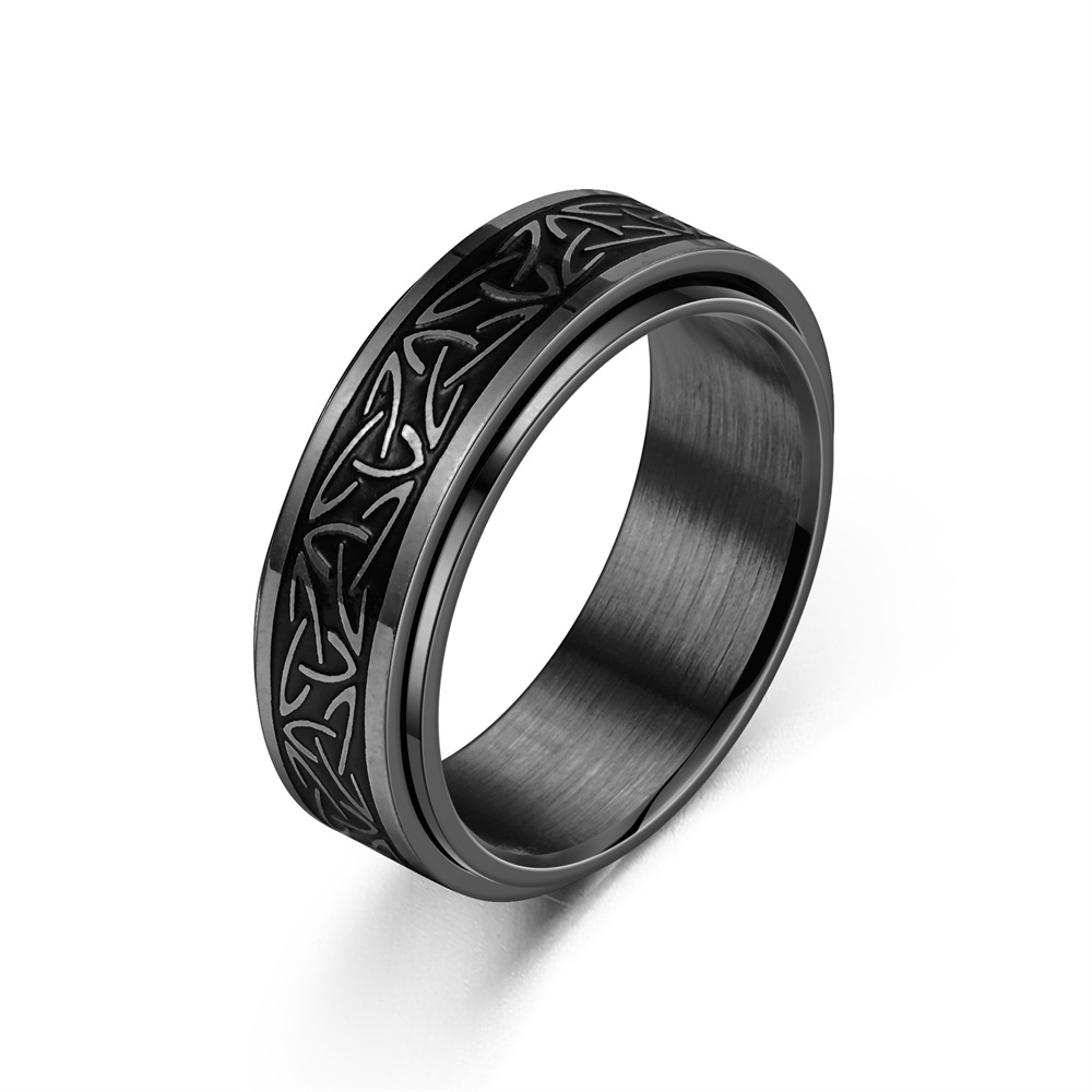 Viking Keltische Rune Roterende Angst Gezamenlijke Ring Voor Mannen Anti Stress Rvs Spinner Fidgets Ring Anillo Antiestres