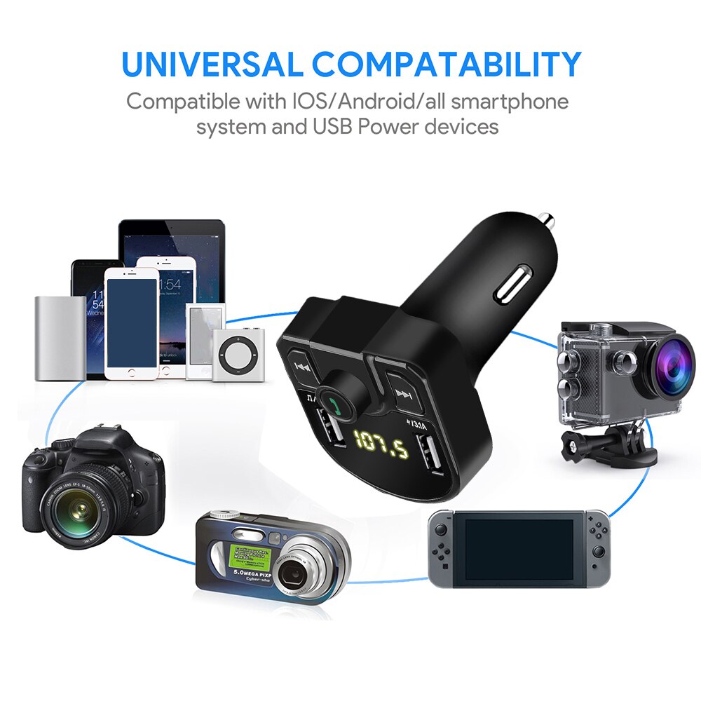 Bluetooth Handsfree car kit 4.1A Dual USB Car Charger Wireless FM transmitter 3.1A 1A Dual USB Mobile phone Car MP3 Player