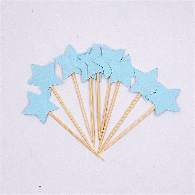 10pcs Mini Star Cupcake Toppers Birthday Cake Topper Cake Decoration Wedding Party Decorations Cake Flags Party Supplies: Blue 1