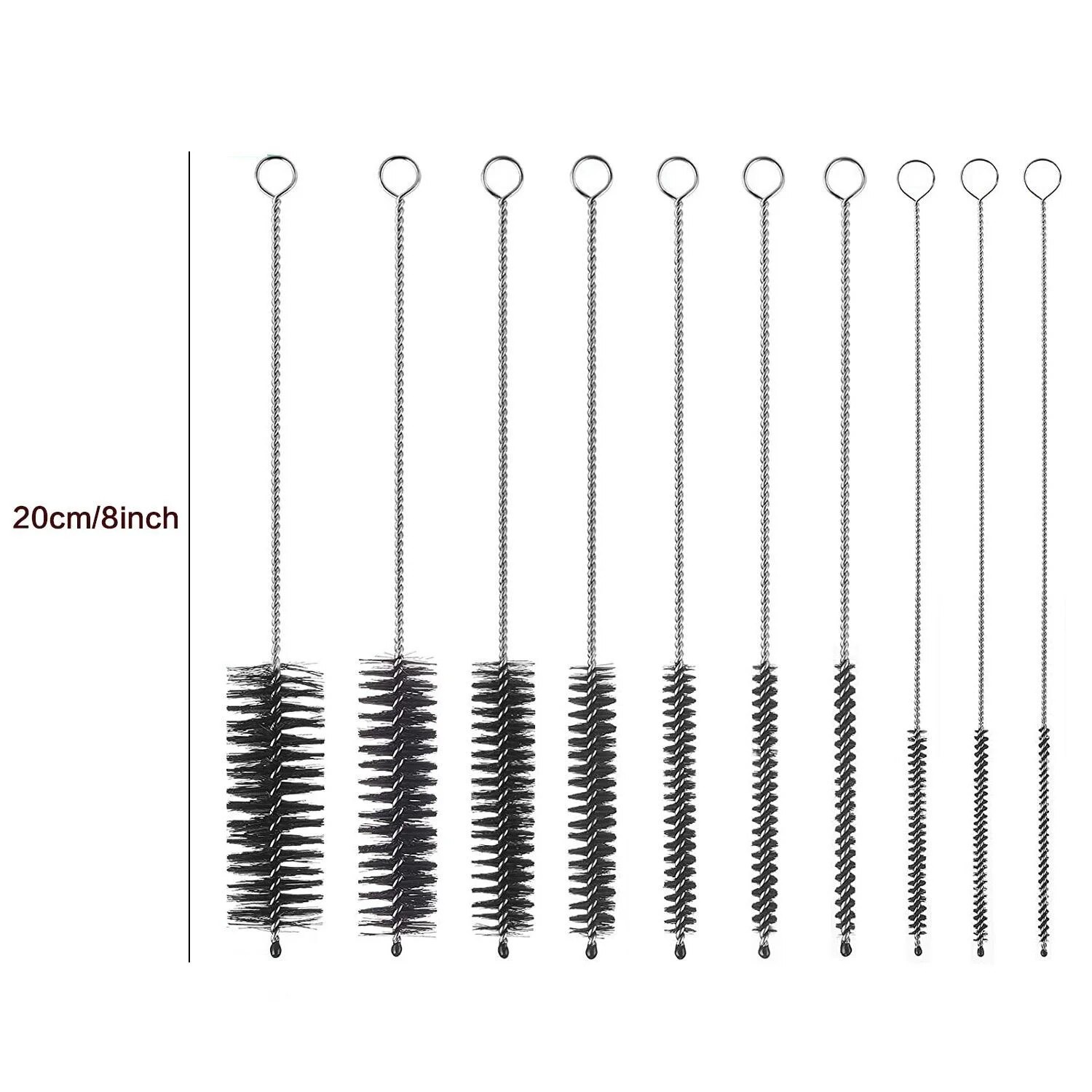 10 Teile/satz Multifunktionale Tragbare Edelstahl Haushalt Flasche Pinsel Reiniger Glas Waschen Rohr Reinigung Pinsel Set