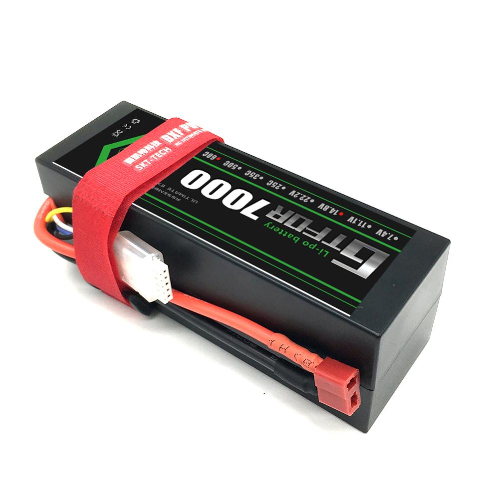 GTFDR Lipo 4s Battery 14.8V 7000mAh 60C MAX 120C Hard Case For 1:8 1:10 RC Car E Buggy Truggy TRX Car