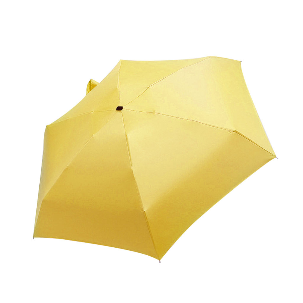 45#  kvinnor lyxigt lättviktsparaply svart beläggning parasoll 5- faldigt solregnparaply unisex reseskyddad ficka miniparaply: Gul