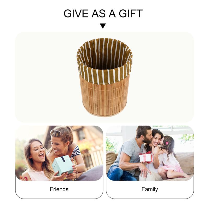 Bamboo Weaving Storage Basket Sundries Basket Foldable Clothes Basket Foldable Round Office Trash Can Classification Waste Paper