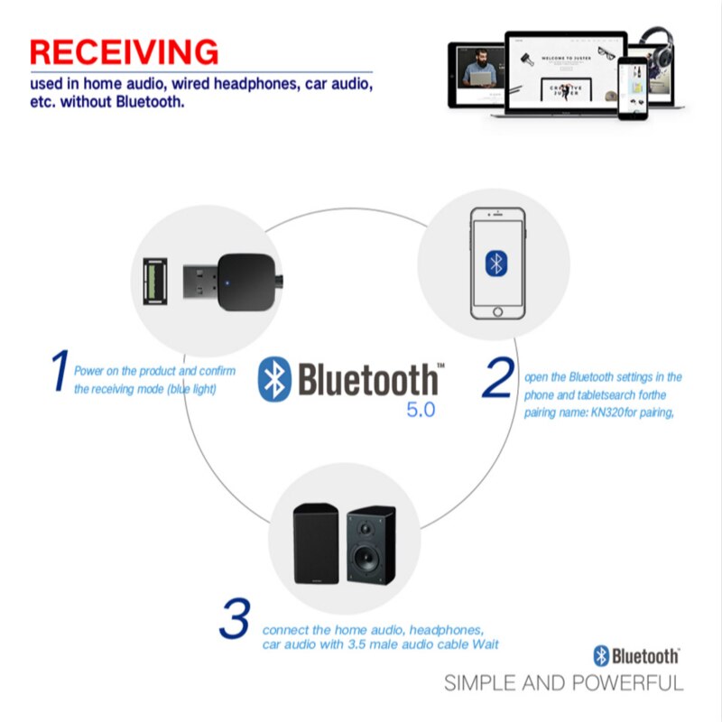 Bluetooth 5.0 Audio Receiver Transmitter 3.5mm AUX Jack Stereo Bluetooth Transmitter For TV PC Wireless Adapter For Car