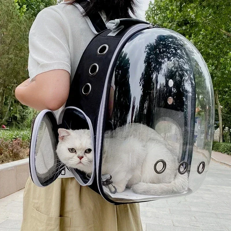 Bolsas de transporte transparentes para gatos, mochila espacial transpirable para mascotas, mochila portátil para cachorros y perros, bolsa de cápsula espacial para transporte de mascotas