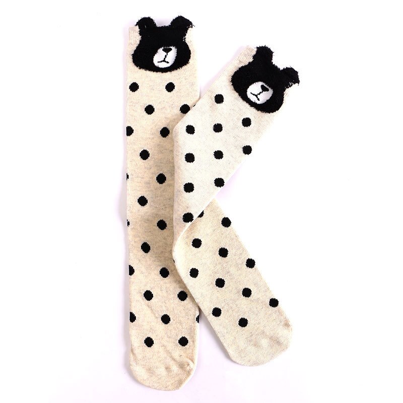 Cute Panda Kids Baby Socks Knee Girl Boy Baby Socks Animal Dot Soft Cotton Socks Striped Children Spring Summer Sock: dot bear