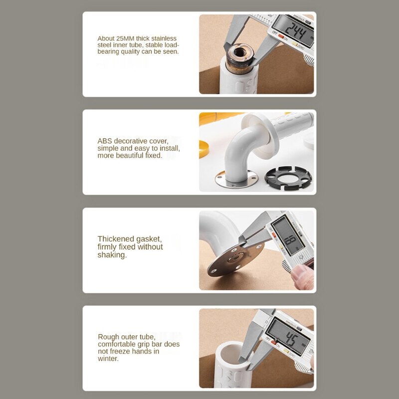 Thickened Shower Handles for Handicap Heavy Duty Grab Bar Bathroom Balanced Bar C7AD