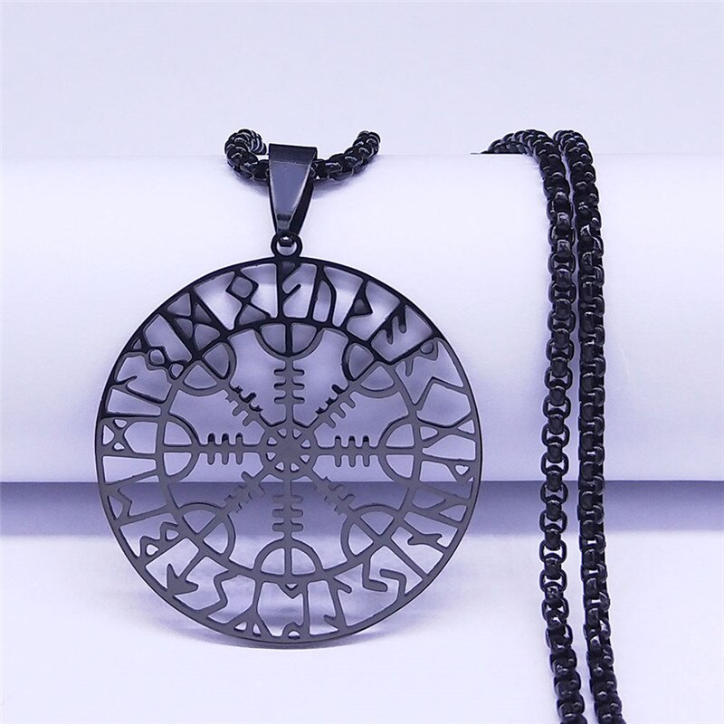 Viking Vegvisir Kompas Ketting Ketting Mannen Rvs Nordic Runen Odin Statement Ketting Kelten Etnische Sieraden N3048S05