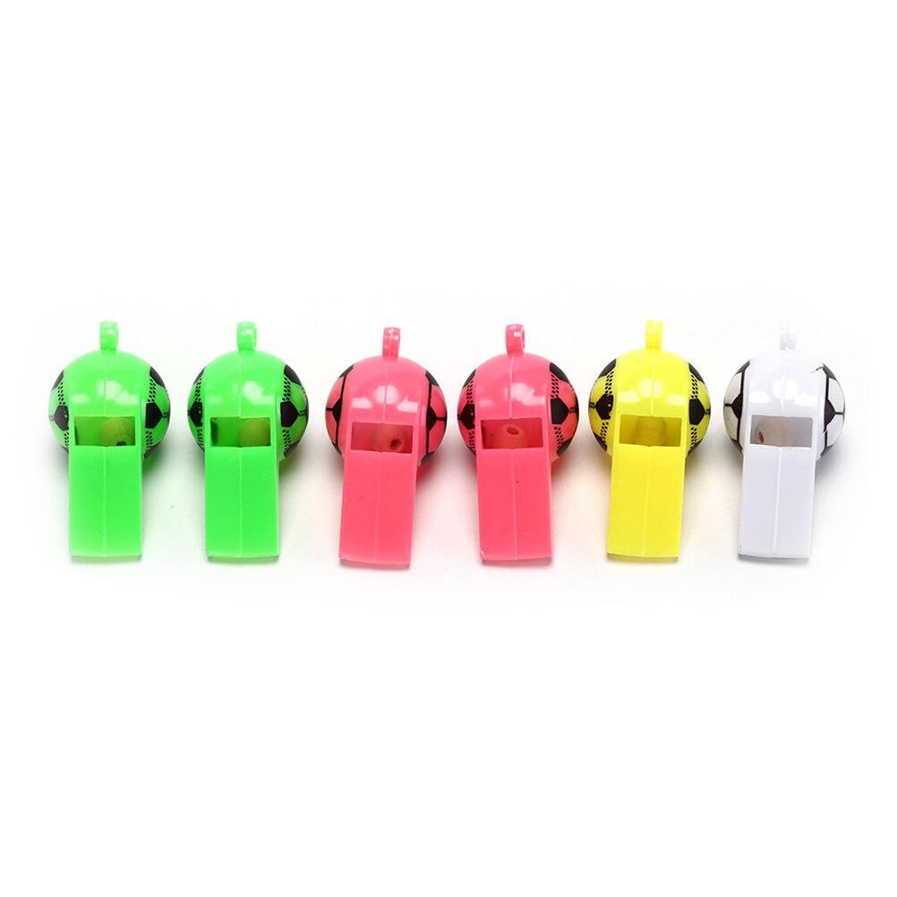 6pcs/lot Plastic soccer football whistle cheerleading toys whistles toys with ropes Survival Outdoor Accessories 3.3*5cm