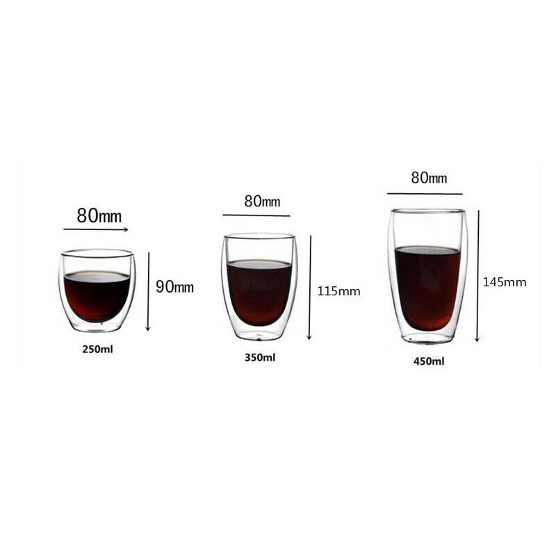 150-450ml copo dobro da parede copo de vidro de café chá isolado caneca copo de espresso vinho cerveja vidro claro