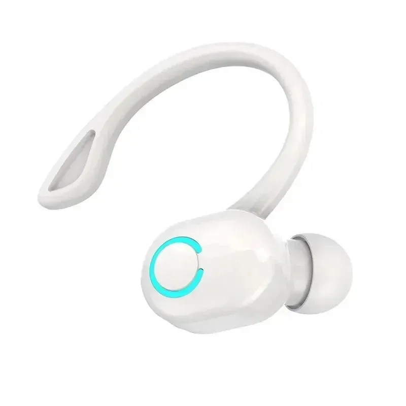 Draagbare draadloze hoofdtelefoon Bluetooth 5.2-oortelefoon met microfoon Enkel oor in-ear Sport Waterdichte oordopjes Bluetooth-headset: WHITE