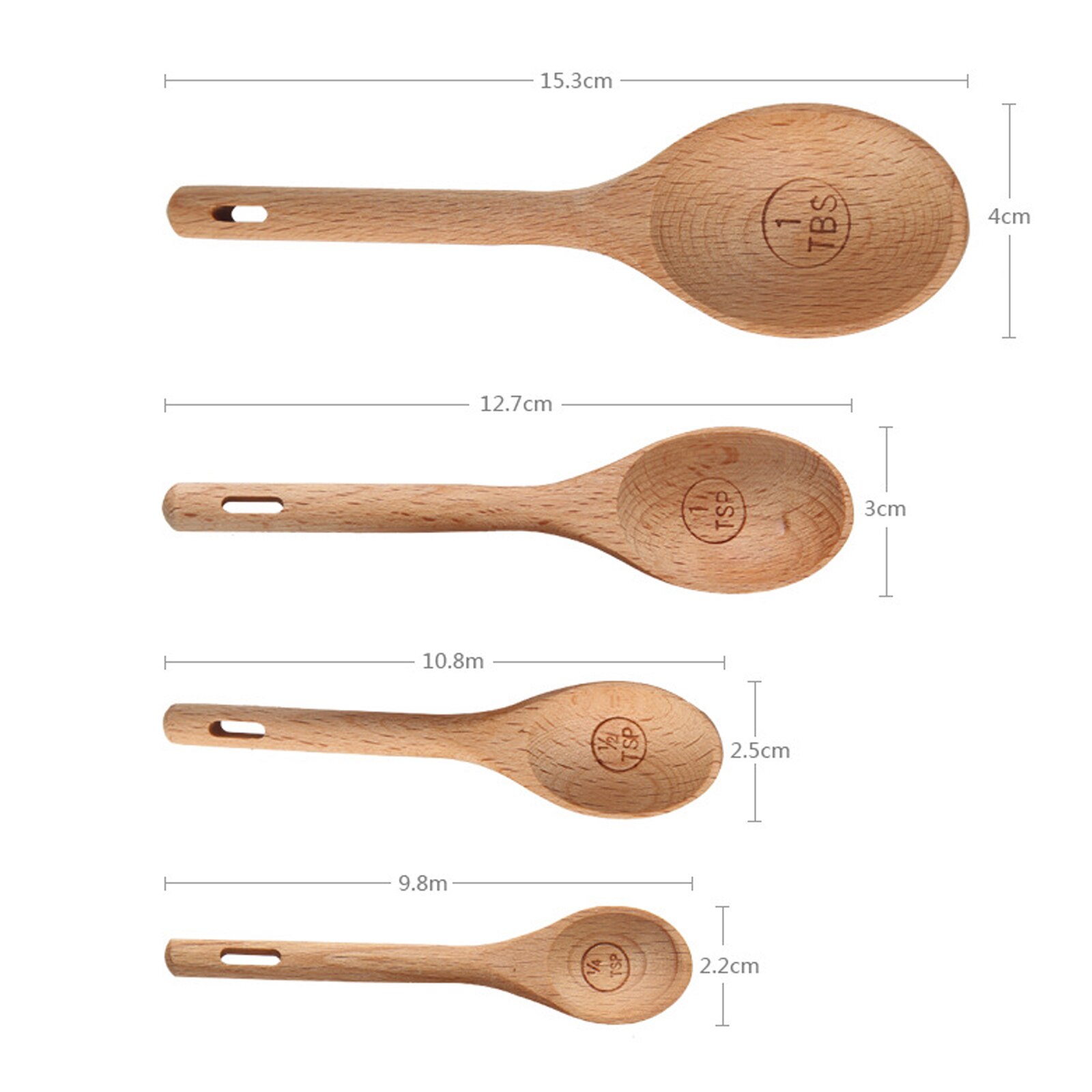 4 PCS Measuring Spoons Engraved Accurate Spoons Healthy Kitchen Supplies Tools for Dry and Liquid Ingredients