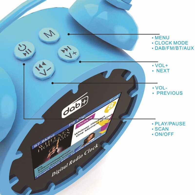 Radio despertador Digital DAB/FM, pantalla LCD a todo Color de gran tamaño, con Bluetooth y función de reproducción MP3 de tarjeta TF