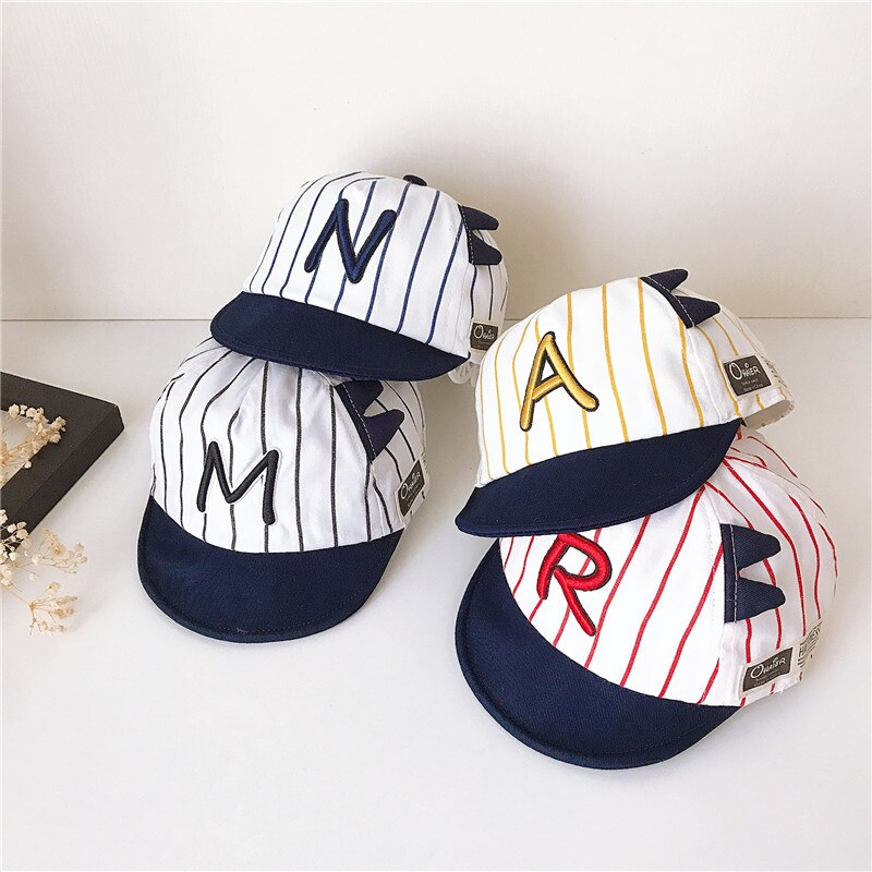 Primavera Verano gorro niño algodón carta a rayas bebé gorra de béisbol ajustable Niño sombrero bebé niño infantil playa tapa 1-2Y