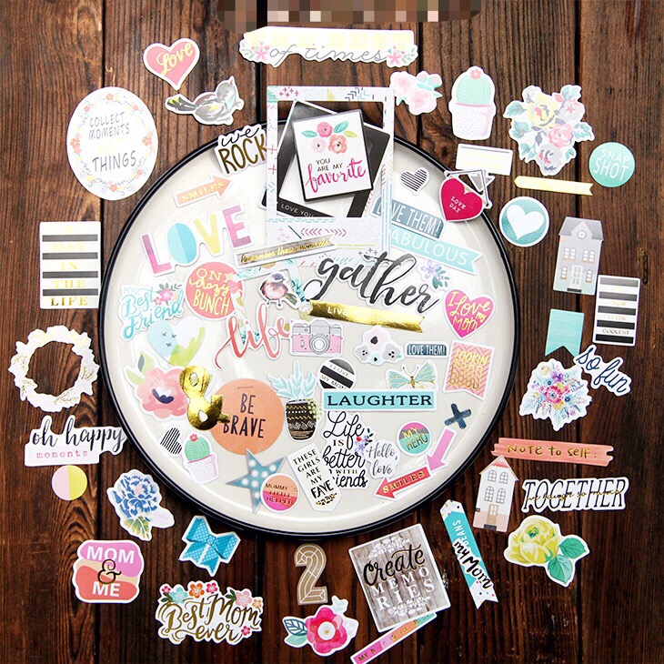 70 stks vierkante hart woord goud stempel papier gestanst Stickers voor Scrapbooking Gelukkig Planner/Card Making/Journaling project/dagboek