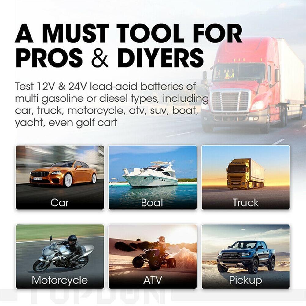 12V 24V Car Battery Tester System Analyzer 3AH-200AH Charging Battery Load Tester Tool For Car Truck Motorcycle SUV Boat