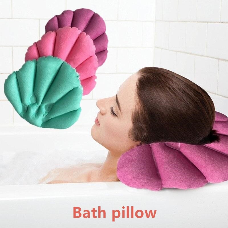Coussin de bain gonflable doux, pour la maison, pour Spa, couleurs aléatoires, en forme de coquille, pour la baignoire