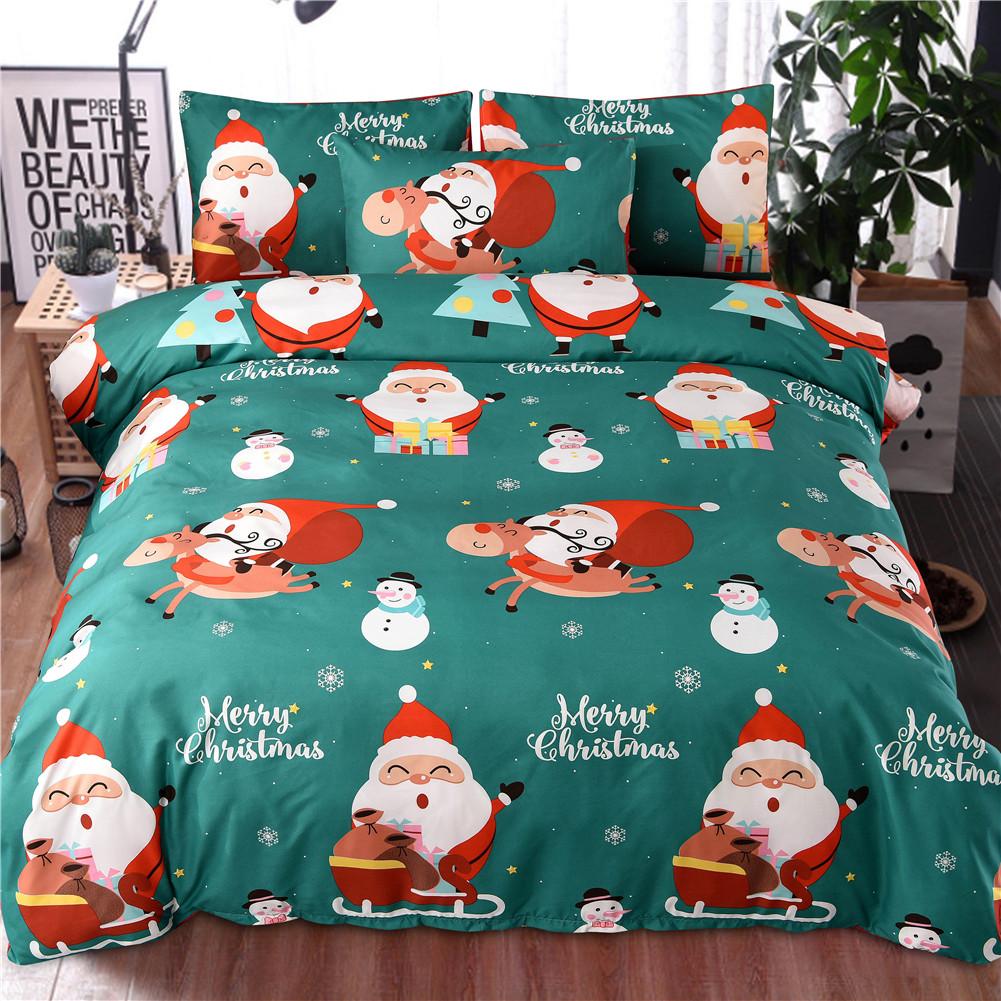 3D Cartoon Bedding Sets Merry Christmas Santa Claus Bedclothes Duvet Quilt Cover Bed Sheet 2 Pillowcases Year for Famil