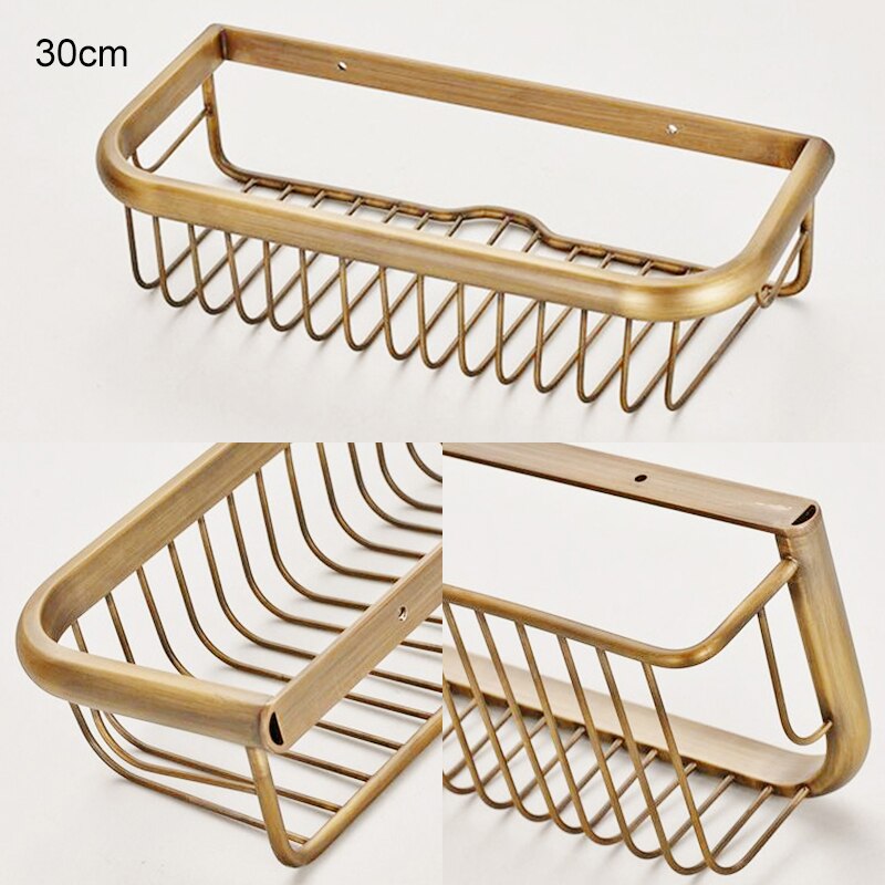 Bathroom Shelf Antique Bronze 45cm/30cm Shampoo Holder Bath Storage Bath Wall Shelves Rectangle Copper Shelf Bathroom Hardware