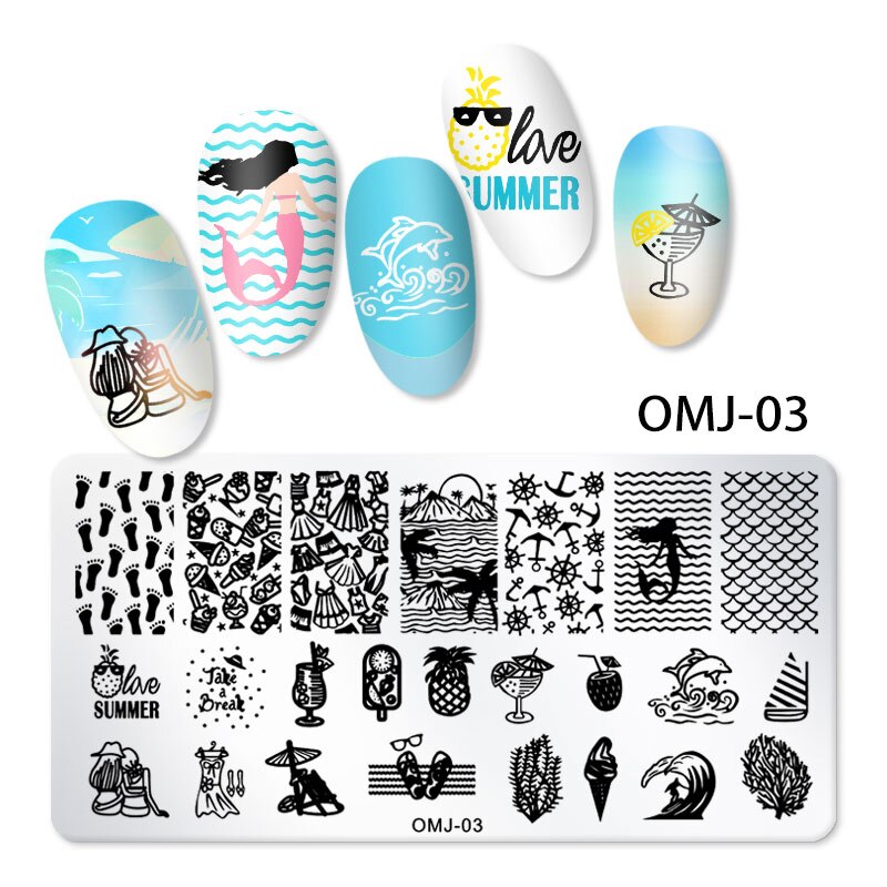 1Pc Nail Art estampage modèle plaque papillon géométrique en acier inoxydable transfert pochoirs ongles modèle bricolage polonais imprimer Image: OMJ-03