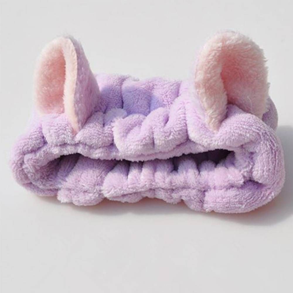 Bandeau à oreilles de chat pour filles, bandeau pour cheveux pour Spa, moelleux, maquillage, nettoyage du visage,: VIOLET