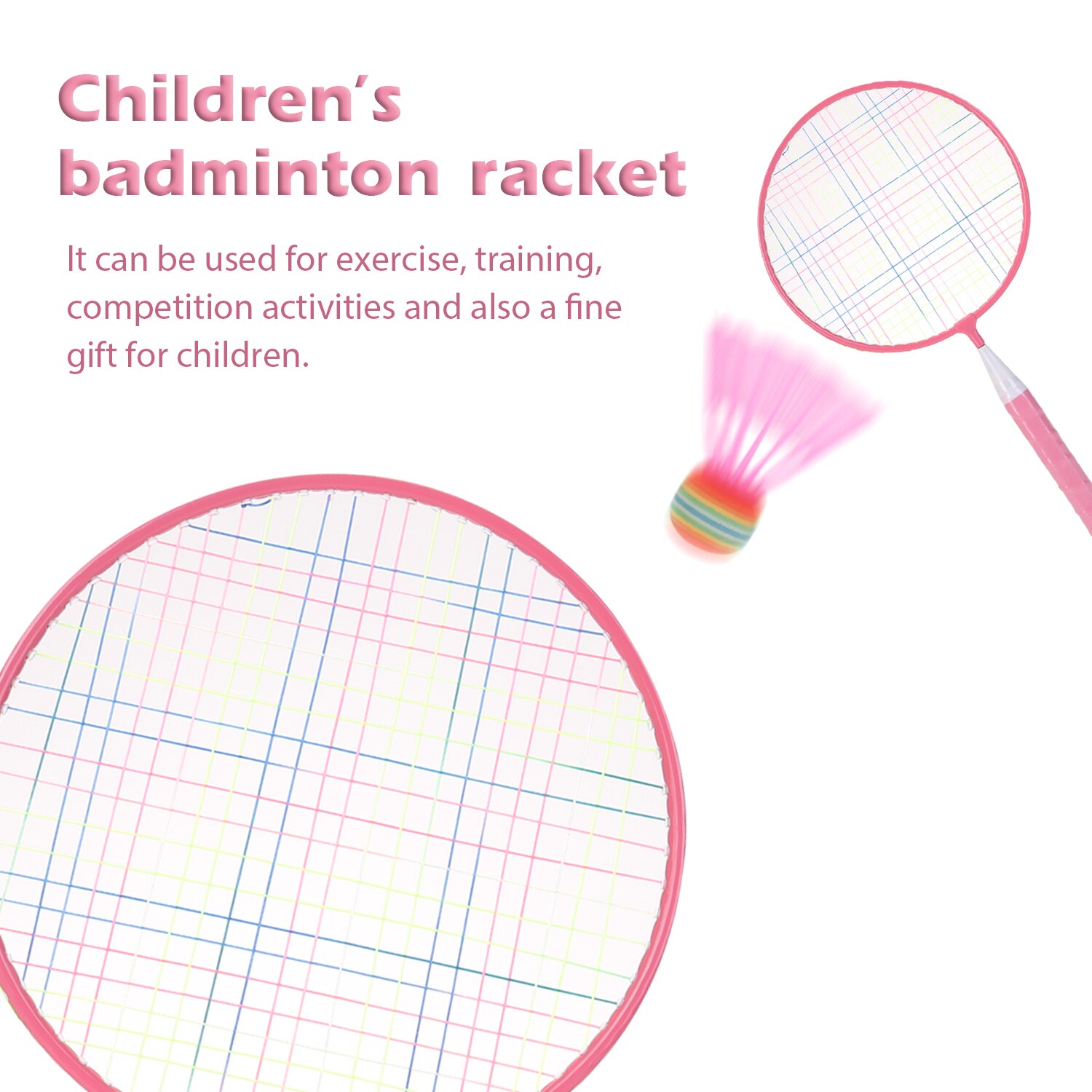 2 PCS Kids Badminton Racket Set wtih 4 Shuttlecock Nylon Alloy Exercise Badminton Racquet Set for Children Sport Game Cock