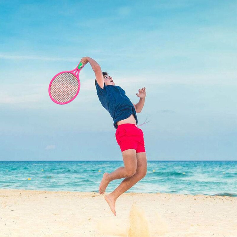 Strand tennisracket børns udendørs sports tennisracket med badmintonbold lyserød