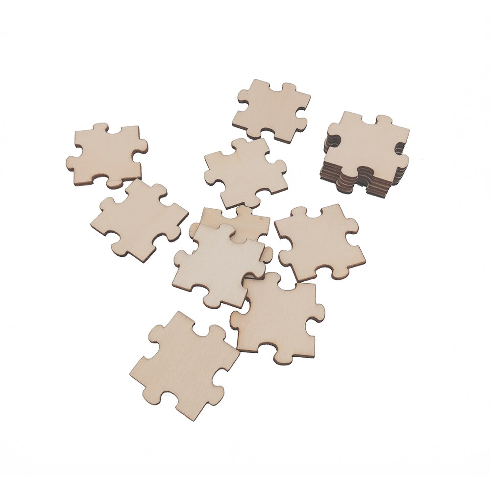 50pcs Blank Wooden Puzzle Unfinished Wood Blank Puzzles Pieces DIY Blank Puzzle for Wedding Family Birthday Calendar