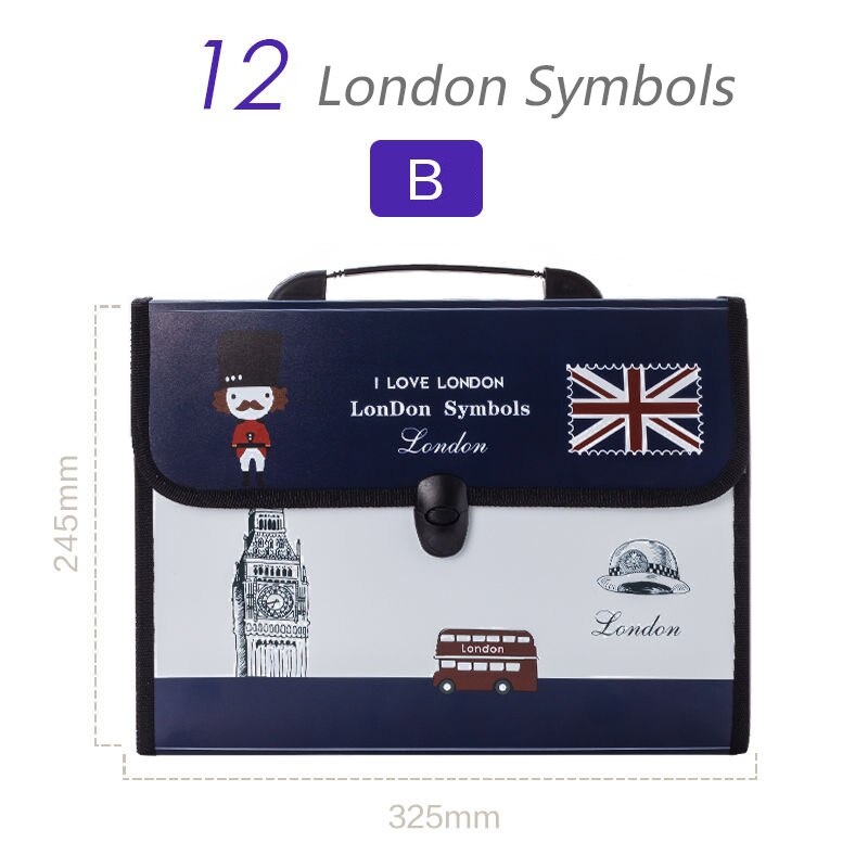Bærbare london symboler orgelpose multifunktion  a4 dokumentposer arkivering pose opbevaring vandtæt arkmappe papir organiseret: Type b