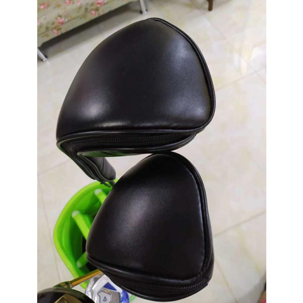 4-Pack Thick Leather Golf Iron Covers Set Golf Club Head Cover Golf Club Headcover Kit Fit Most Irons Black