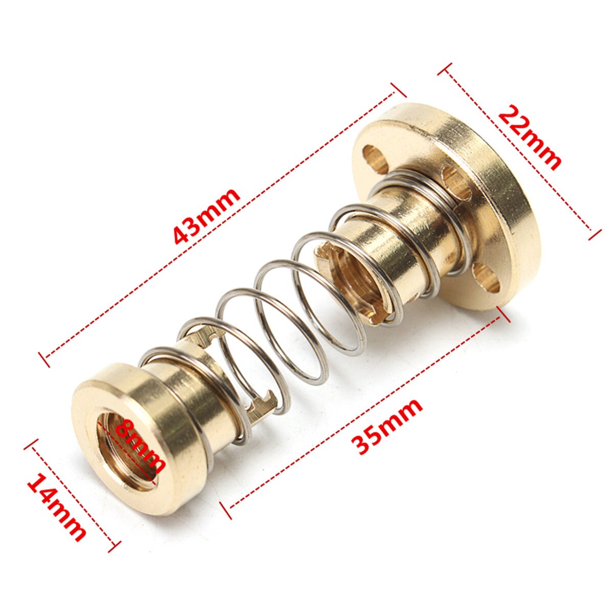 3D Printer Onderdelen T8 Anti-Backlash Lente Geladen Moer Voor 2mm/4mm/8mm Acme messing Schroefdraad Staaf Lood Schroeven Verstelbare