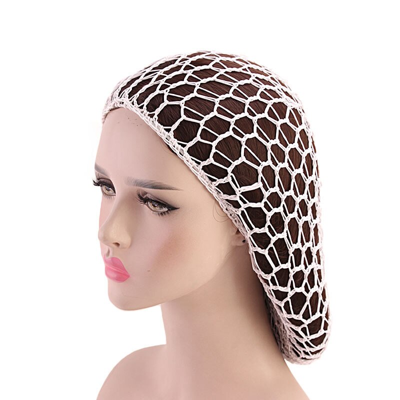 Women Ladies Soft Rayon Snood Hair Net Handmade Crocheted Hair Nets Mesh Breathable Hair Styling Hat Hatnight Cap Cheveux Femme: beige