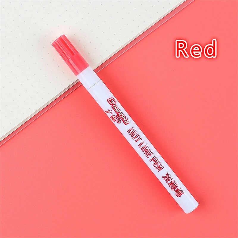 LLD 12Colors Metallic Double Lines Highlighter Out Line Pen Stationery Art Drawing Art Marker Calligraphy Lettering Scrapbooking: B