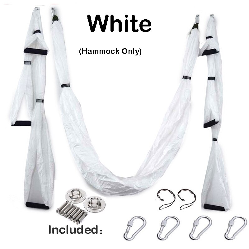 Anti-Gravity Yoga Hangmat Gym Sterkte Inversie Antenne Tractie Swing Yoga Riem Set: WHITE