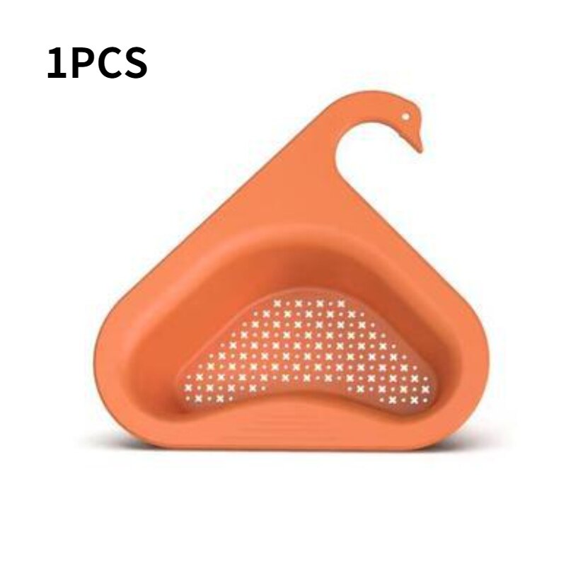 Sink Hanging Swan Drain Basket Garbage Filter Blue Fruit Vegetable Drain Rack Dry Wet Separation Kitchen Special Rack: 1PCS-orange