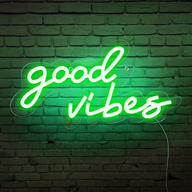 Dobre wibracje Neon ściana ślubna wiszące Led znaki neonowe po prostu zrelaksować się lampki nocne Led dekoracja sypialni wystrój pokoju: good vibes green