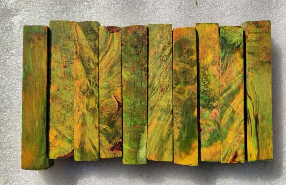 19x19x120mm HM Birch burl pen blank colorful stabilized wood Pen blank: HM yellow green