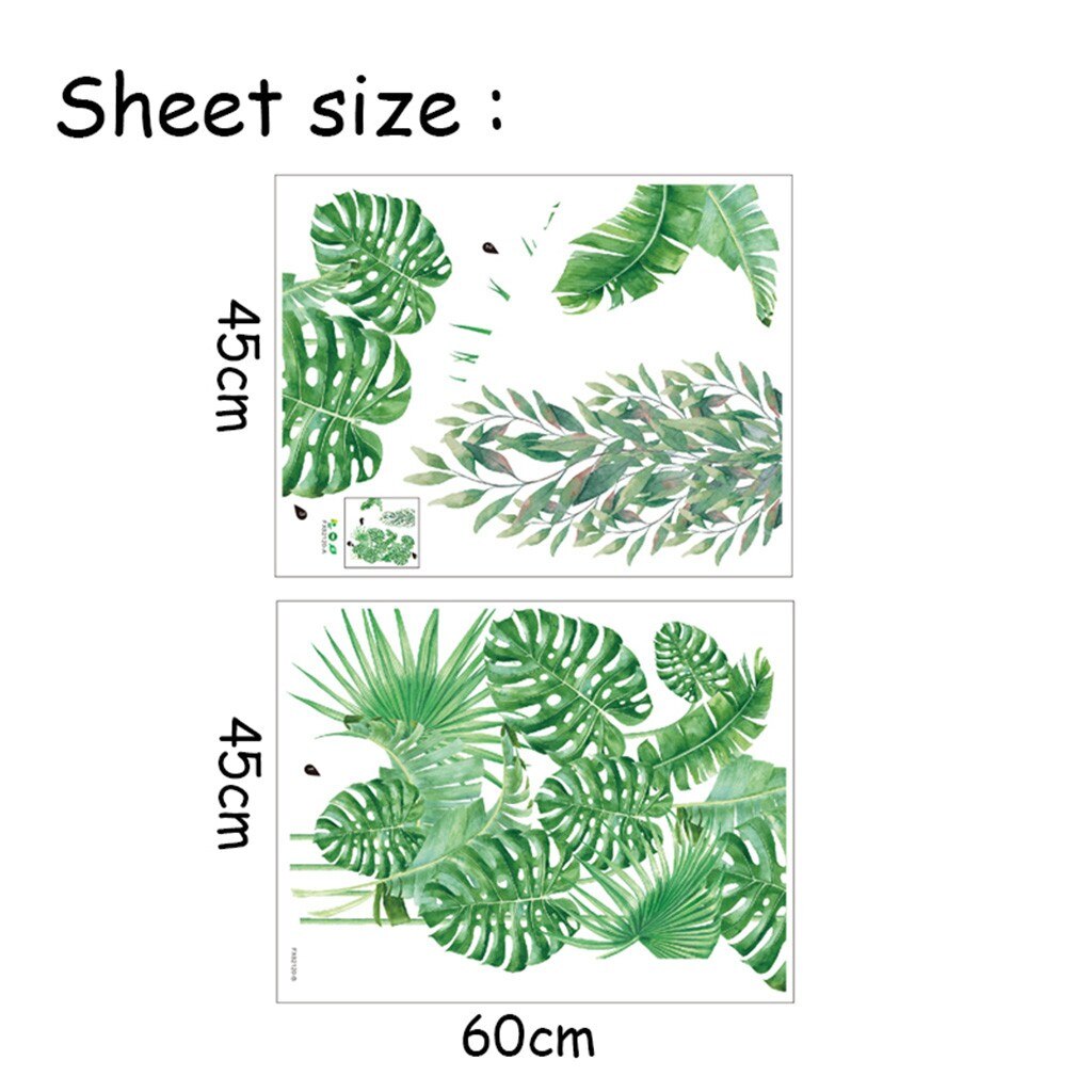 Green Leaves Wall Stickers for Home Bedroom Living Room Tropical Plants Wall Sticker Vinyl Wall Decals Door Murals Wallpaper#40