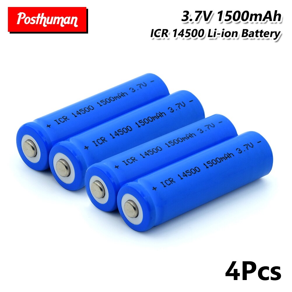 1/2/4/6/8/10Pcs ICR 14500 Li-ion Rechargeable Batteries 3.7V 1500mAh Lithium Battery Replacement For Torch Power Bank Flashlight: 4 pieces